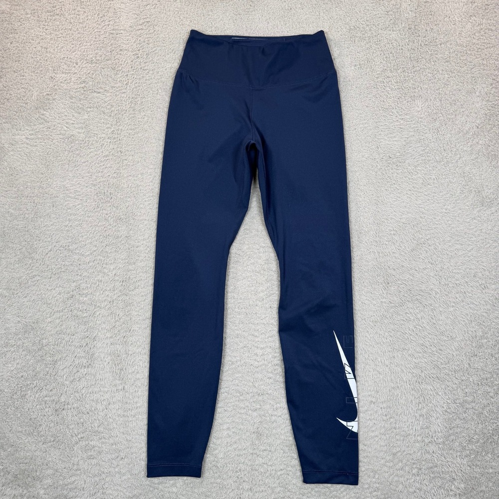 Nike Dri-FIT Womens High Rise Graphic Leggings Navy Blue XS CU5033-410